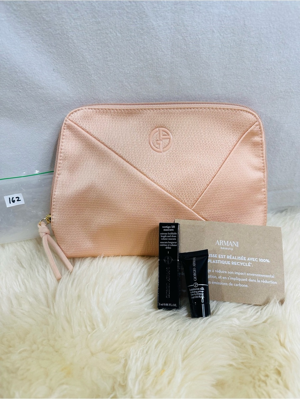 💕Armani Peach Travel Makeup Pouch with Skincare Samples